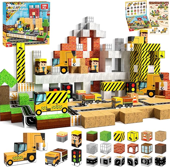 Magnetic Building Tiles Set 100Pcs - 100 Buah Blok Magnetik, Blok Bangunan