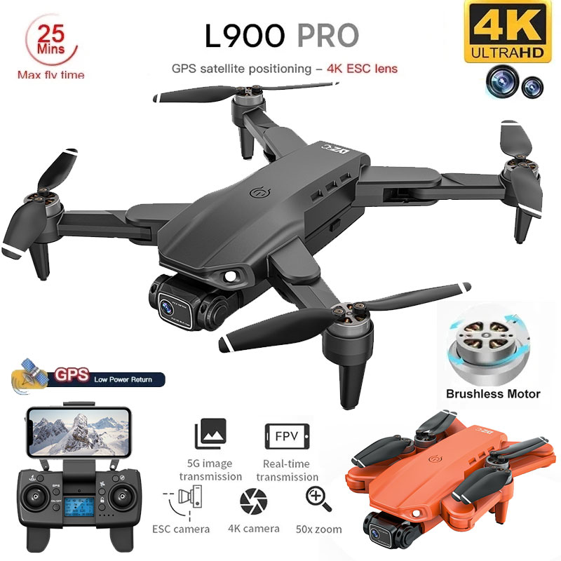 Fpv Brushless Rc Drone 4K - L900 Pro Drone mainan kamera ganda
