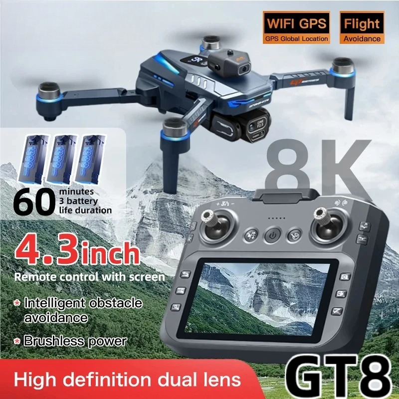 Fpv Brushless Rc Drone 4K - Drone GT8 Original 8K Profesional Kamera
