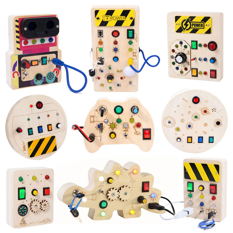 Montessori Wooden Busy Board Toddler - Montessori mainan sensor papan sibuk, kayu
