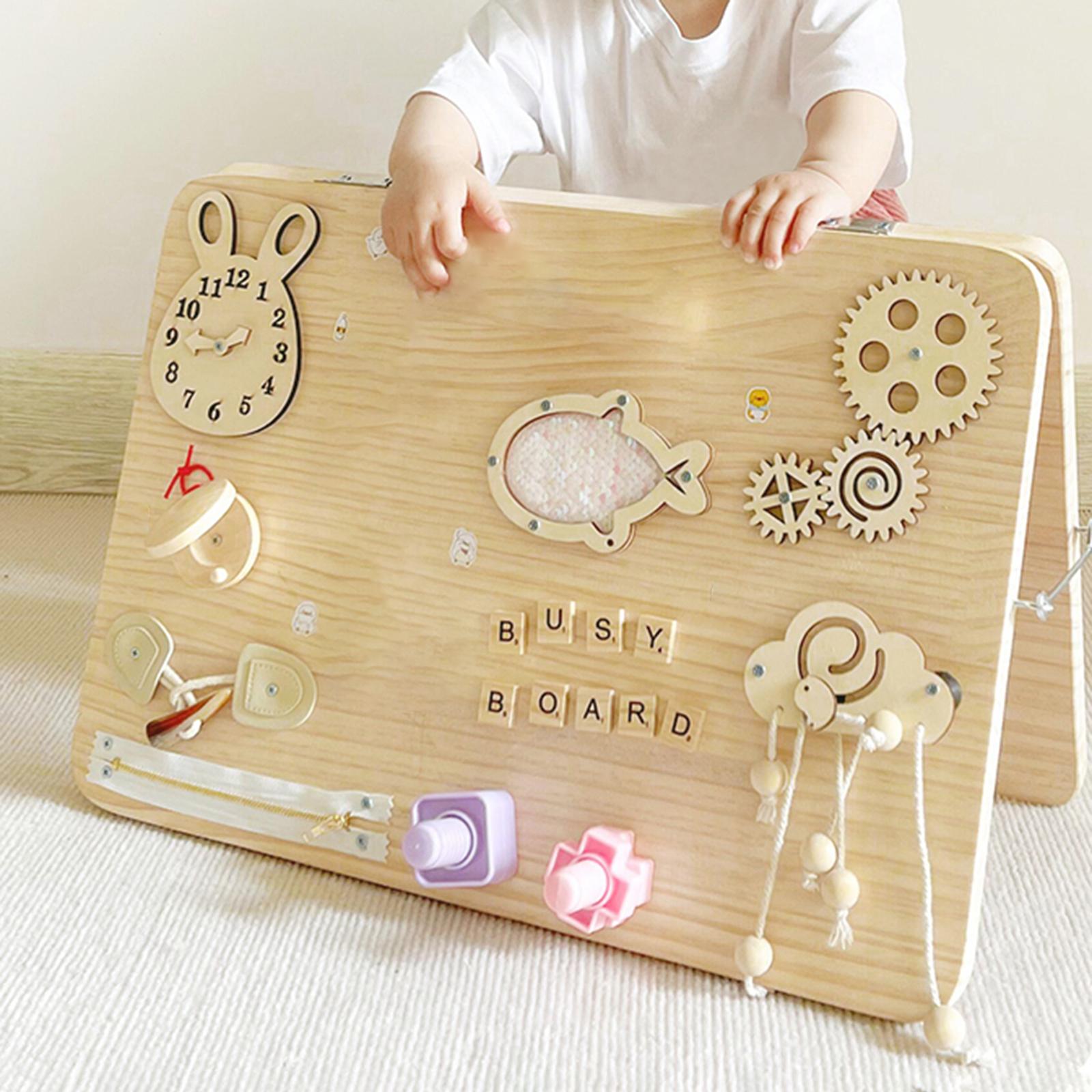 Montessori Wooden Busy Board Toddler - Papan Aktivitas Montessori Kayu Puzzle Latihan