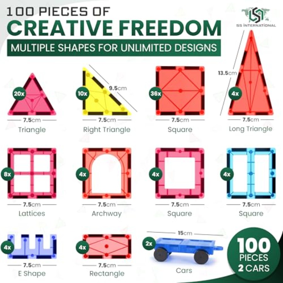 Set Konstruksi Ubin Magnetik 1 - Magnetic Building Tiles Set 100Pcs ulasan dan harga