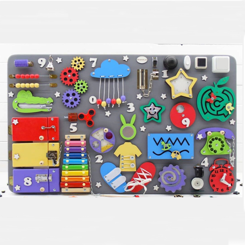 Papan sibuk DIY Montessori kun - Montessori Wooden Busy Board Toddler ulasan dan harga