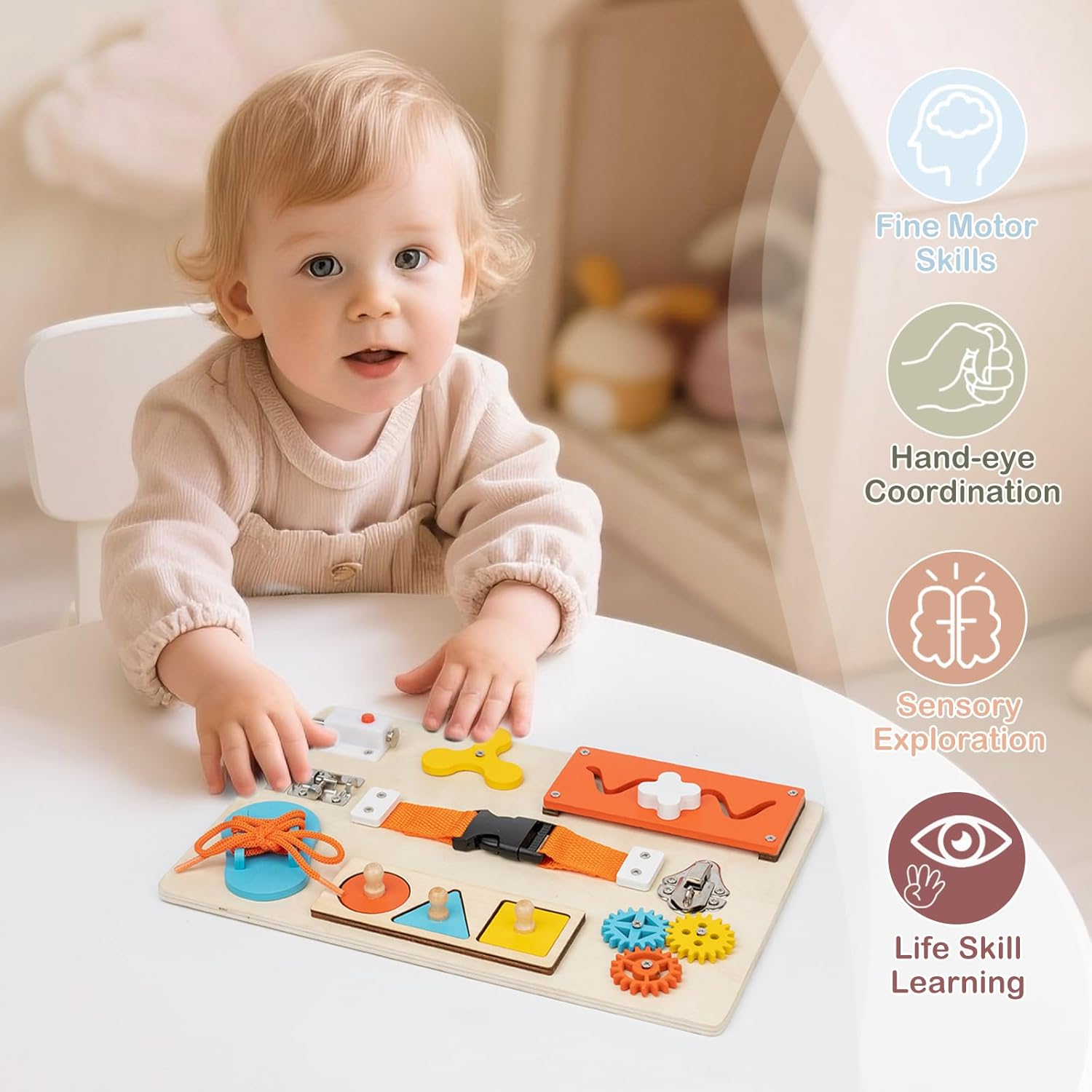 Papan Aktivitas Montessori unt - Montessori Wooden Busy Board Toddler ulasan dan harga