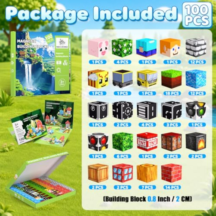 100 Buah Blok Magnetik, Set Ku - Magnetic Building Tiles Set 100Pcs ulasan dan harga