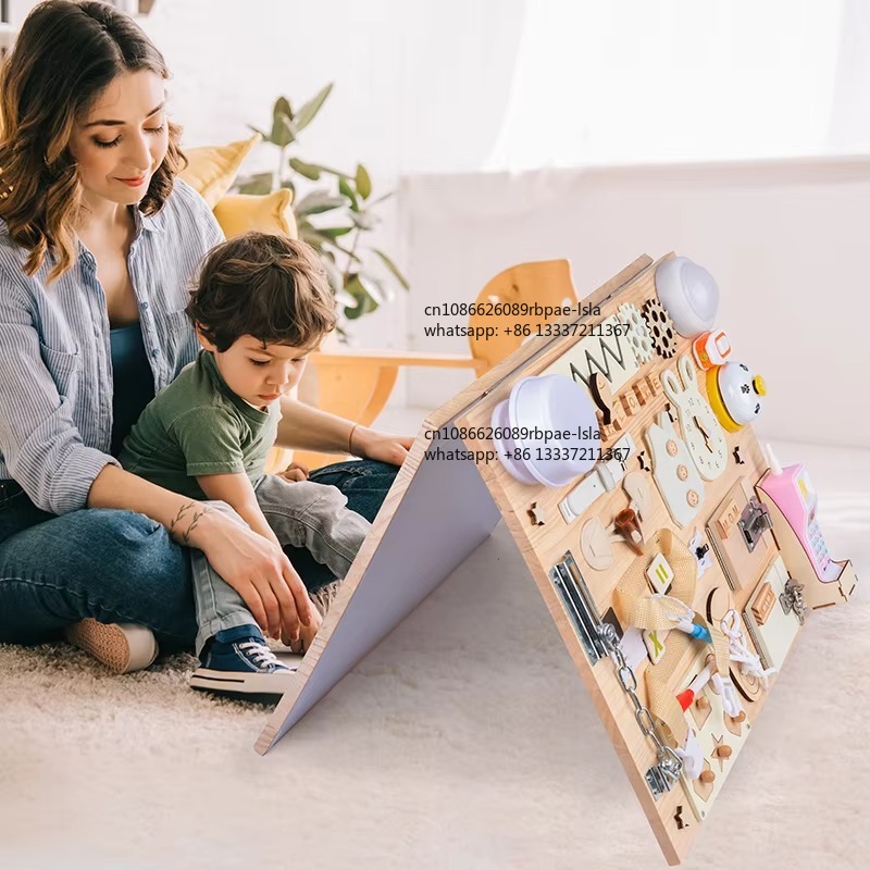 Mainan Aktivitas Sensorik Kayu - Montessori Wooden Busy Board Toddler ulasan dan harga