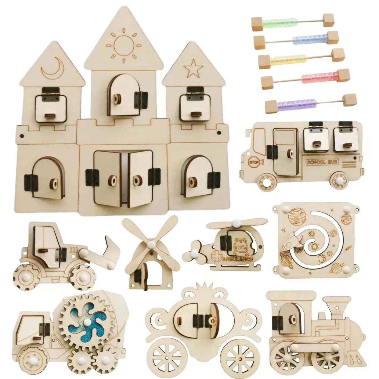 Montessori papan sibuk DIY Aks - Montessori Wooden Busy Board Toddler ulasan dan harga
