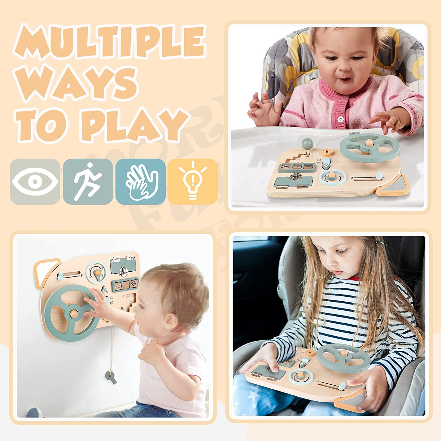 Mainan Montessori Roda Kemudi  - Montessori Wooden Busy Board Toddler ulasan dan harga