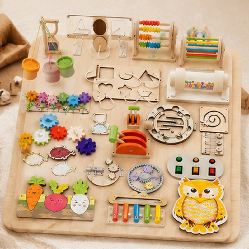 Aksesoris Papan Aktivitas Mont - Montessori Wooden Busy Board Toddler ulasan dan harga